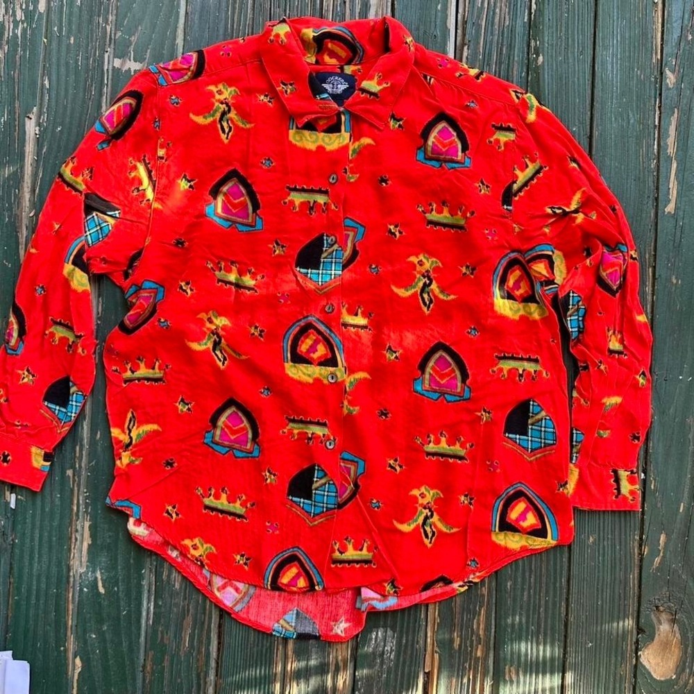 Dockers orange and yellow button-up shirt